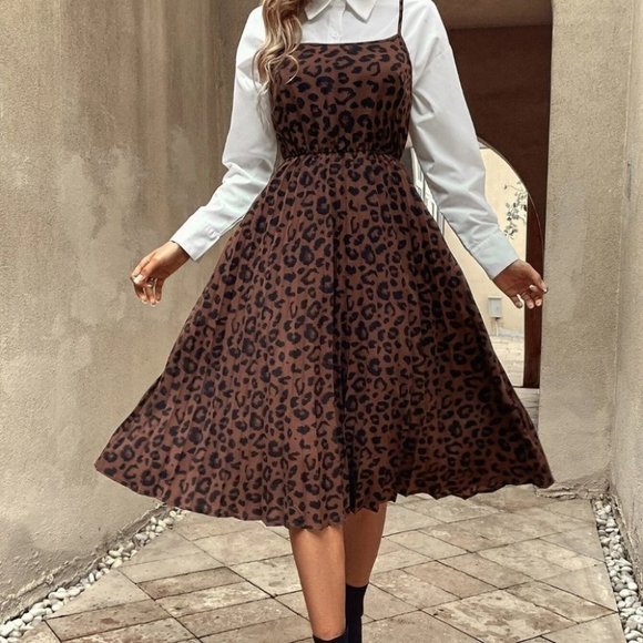 Brown Womens leopard Print Cami Dress - Picture 2 of 3